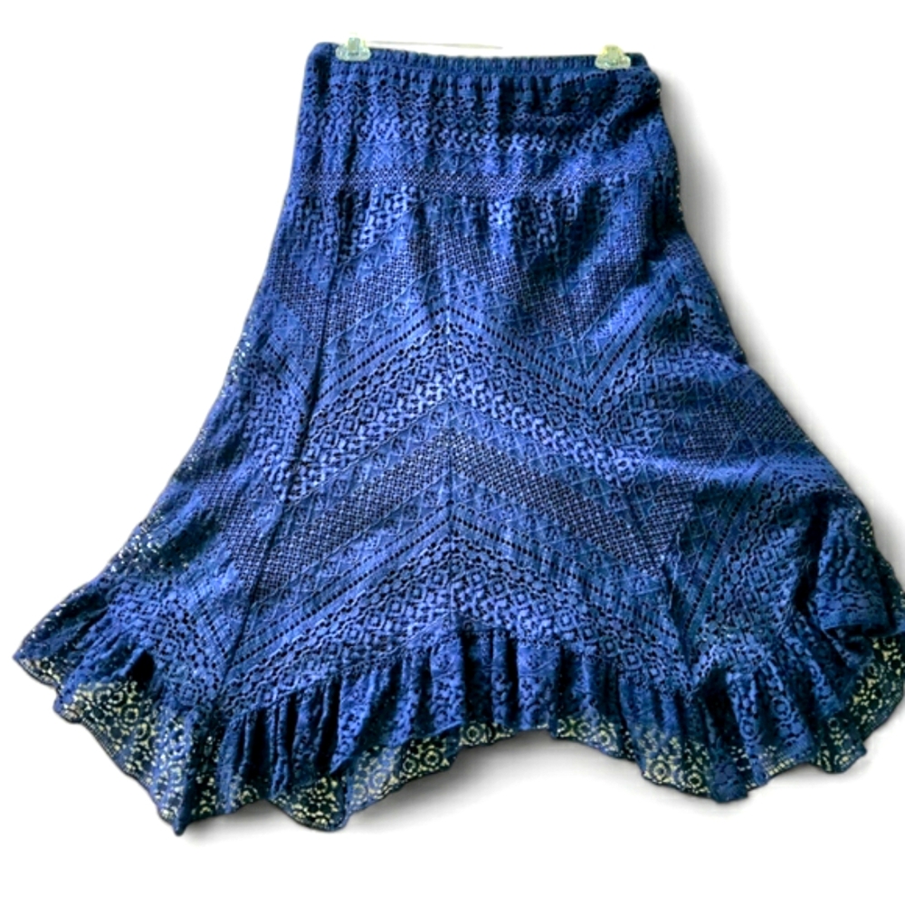 Lace Skirt Dark Moody Blue Witchy Hem Whimsygoth Fairygoth Dark Romance Party - Picture 4 of 10